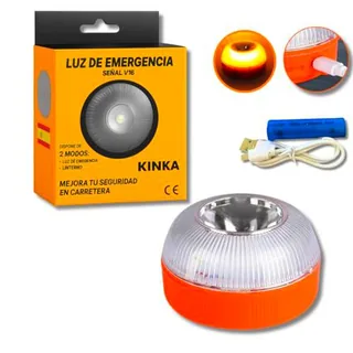 Luz de Emergencia V16 LED Recargable Baliza Señalización Carretera Coche y Moto