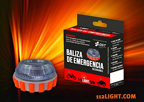 Luz de Emergencia v16 Homologada DGT con Batería Recargable y Cable USB incluído
