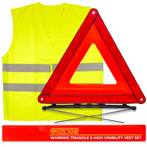 GADLANE Triangulo Coche Homologado Ece &amp; Chaleco Reflectante Reflexiva Plegable Advertencia De Carretera