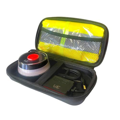 Kit de Seguridad con Funda doble + Chaleco reflectante + Cable de alimentación de baliza + Baliza WE Luz de emergencia V16