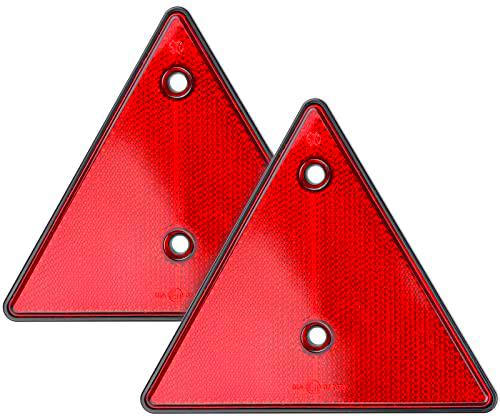 BLUESEABUY 2 Piezas Triangulos Remolque 15 x 13.4cm Reflector de Triángulo Rojo para Remolque Reflectores Traseros Rojos Triángulo para Moto Coche Tractor