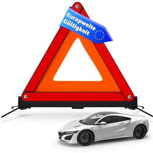 POWR CAR Triángulo de advertencia de avería - Triángulo de emergencia para automóviles según la normativa alemana de circulación alemana