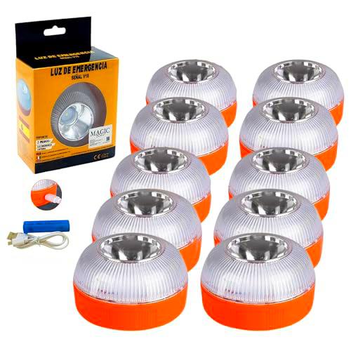 MAGIC SELECT 10X Luz de Emergencia V16 Homologada para Señalización en Carretera de Coche y Moto