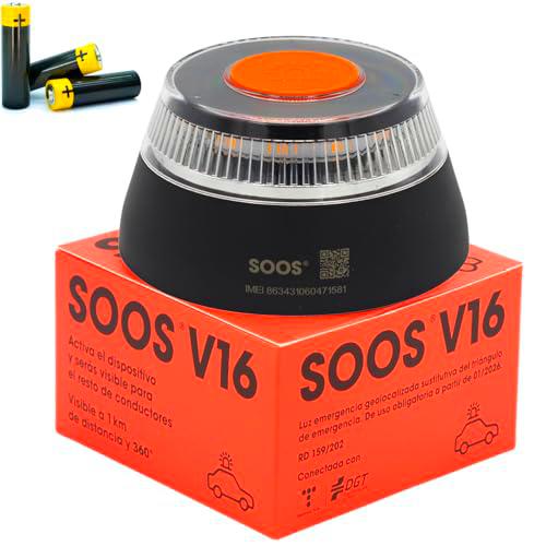 SOOS Luz Emergencia Coche Homologado DGT, con SIM y Datos Pagados hasta 2038