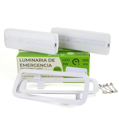 Alpinaluz Pack de 2 Luces de Emergencia LED 3W Autotest con Batería de Litio