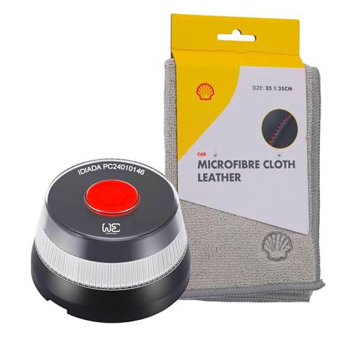 WE Set de Baliza de emergencia V16 geolocalizada y conectada a la DGT 3.0 (Obligatoria) + Paño de microfibra para cuero Gris 35x35cm