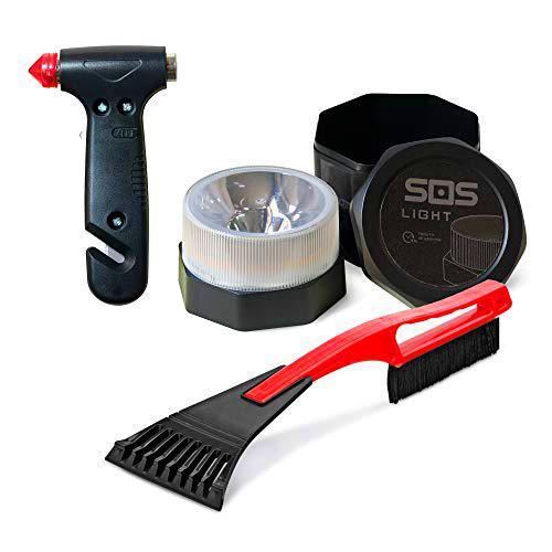 GEMCORE s.o.s. light baliza luminosa V16 + Martillo rompeventanas y Cortador cinturón