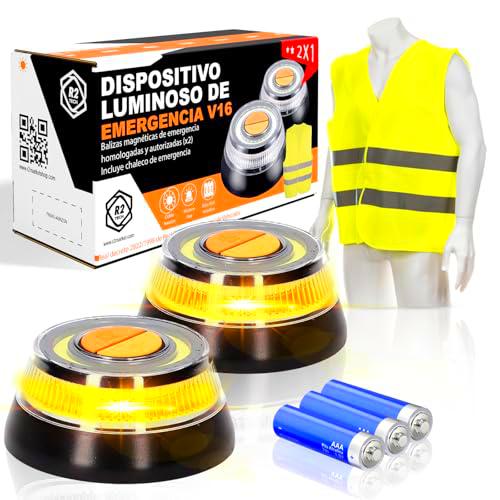 R2TECH® SUPER PACK Baliza V16 - Luz Emergencia Coche