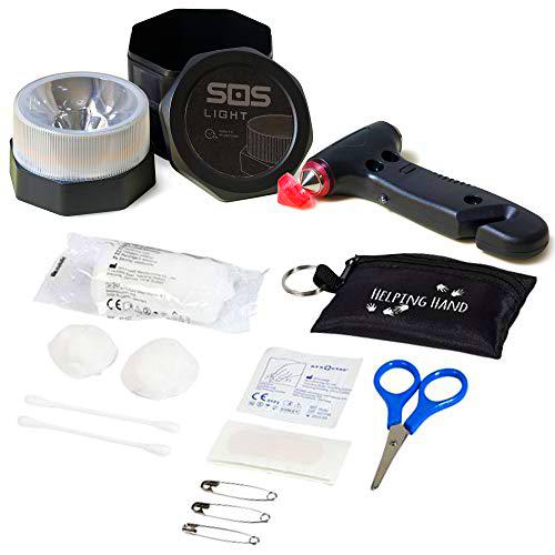 GEMCORE s.o.s. light baliza luminosa V16 + MARTILLO Emergencia: rompeventanas + cortador cinturón + regalo