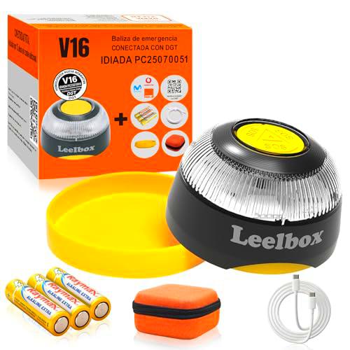 GIGIBONG Baliza V16 Homologada DGT 3.0(con Ventosa + Funda Protectora + Cable USB/Tipo C + BateríA)