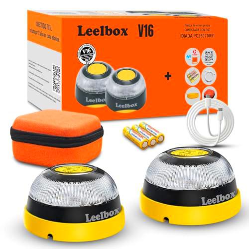 ONGNIUU 2PCS Baliza V16 Homologada DGT, Luz Emergencia con Geolocalización por SIM Incluida