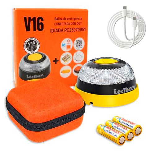 SUNNIFLY Baliza V16 Homologada DGT con Geolocalizador，Luz Emergencia Coche Homologado DGT，3.0 SIM Conexión de Tarjeta