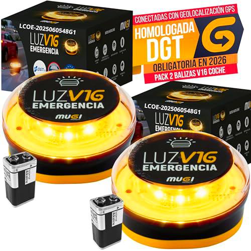 Pack 2 Balizas V16 Homologadas DGT Conectadas con Geolocalizador Datos Incluidos hasta 2040