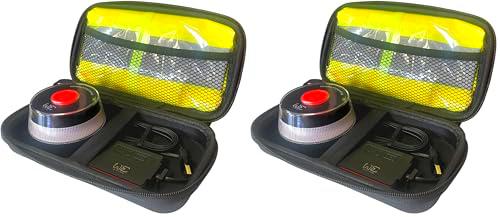 Kit de Seguridad con Funda doble + Chaleco reflectante + Cable de alimentación de baliza + Baliza WE Luz de emergencia V16 (Paquete de 2)